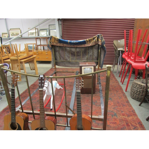 2386 - An Edwardian brass bed with iron frame