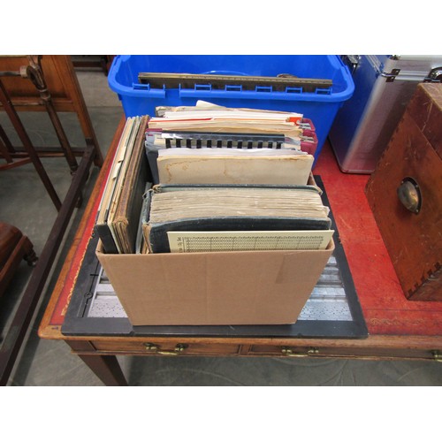 2169 - A lead, steel framed type setters form with box of accessories and manuals