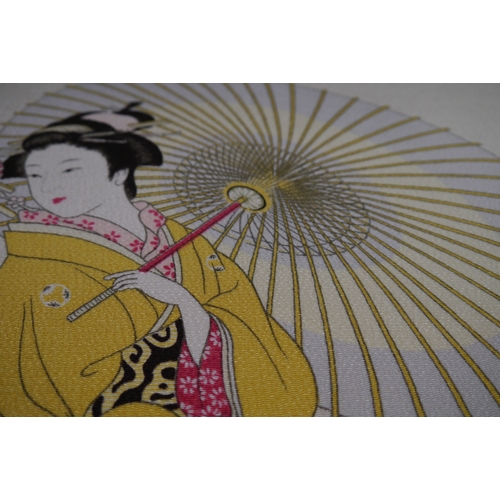 2140 - A pair of Faroshiki prints on silk after Kitigawan Utamaro supreme portrait  series Ukiyoe style