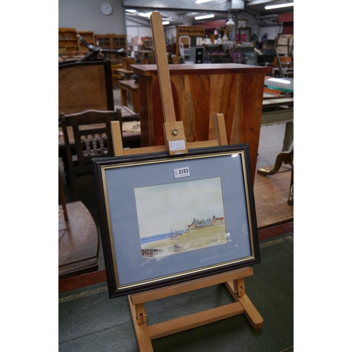 2153 - A watercolour of Aldeburgh on beech table top easel