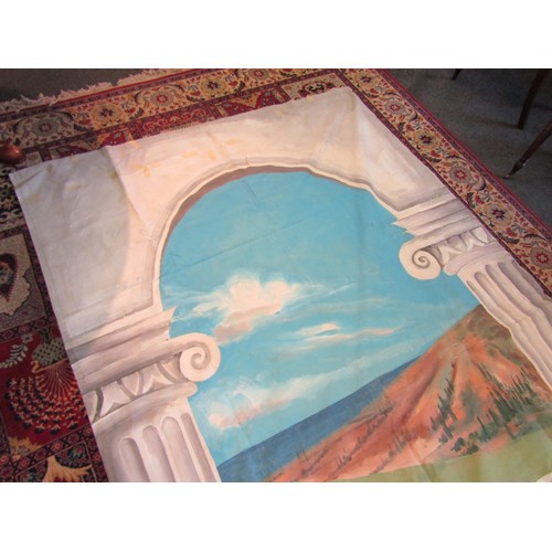 1471 - Two large hand painted canvas background sceneries