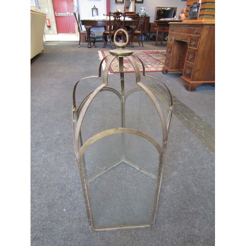 1003 - A five pane hanging hall lantern, 68cm height