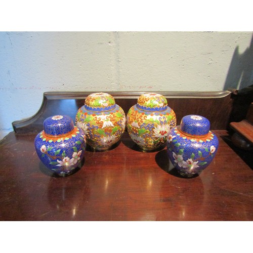 1067 - Two pairs of cloisonne ginger jars