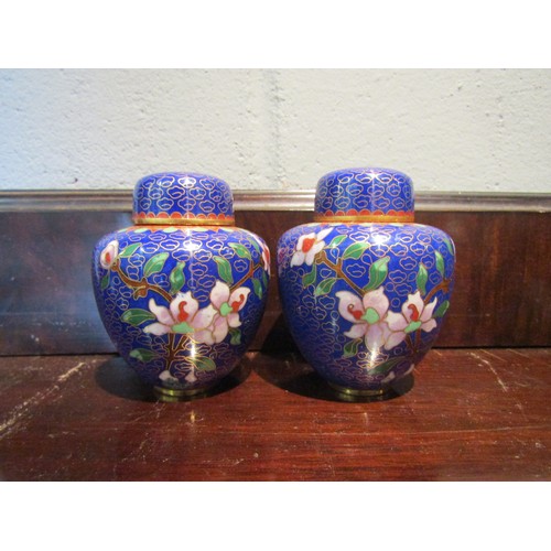 1067 - Two pairs of cloisonne ginger jars