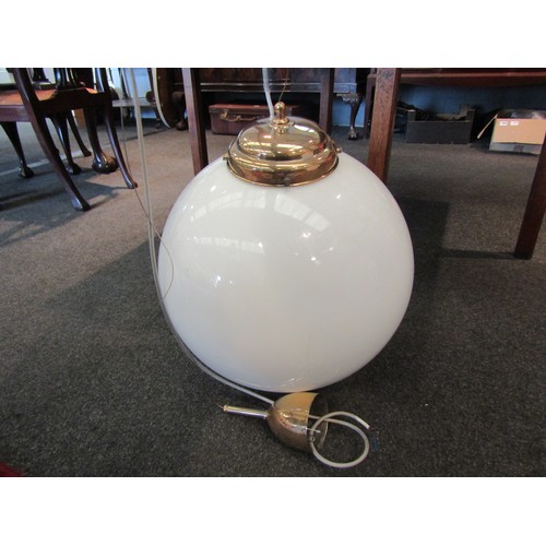 1098 - A large spherical opaline glass hanging light shade, approx. 40cm diameter