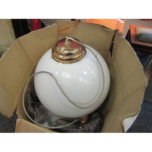 1098 - A large spherical opaline glass hanging light shade, approx. 40cm diameter