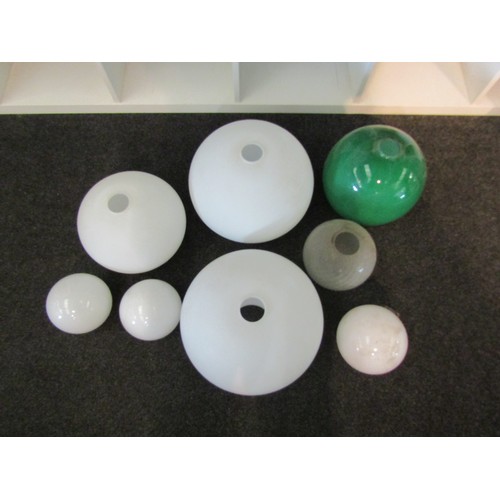 1385 - A group of spherical opaline glass shades of varying sizes, largest approx. 30cm diameter (8)   (D)