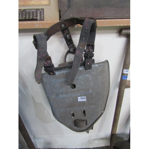 5029 - A galvanised and leather bull mask