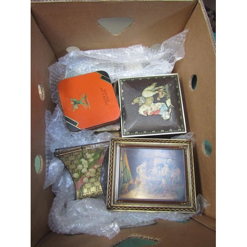 5058 - A box of assorted tins including Jacobs