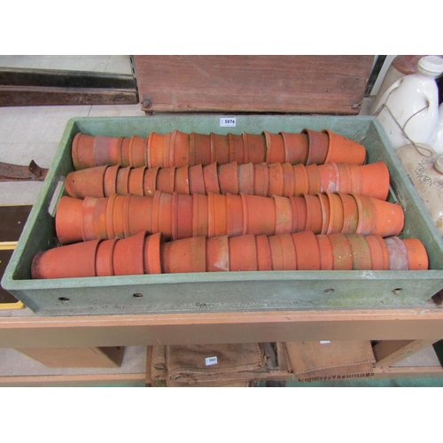 5076 - A tray of 70 hand made clay flower pots