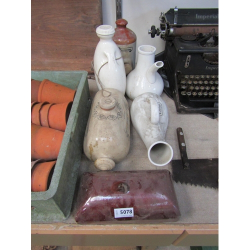 5078 - Stoneware inhalers, warming pans etc