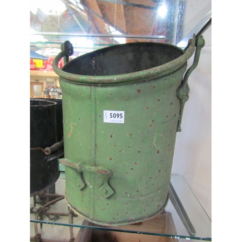 5095 - A green painted metal coal bucket and another