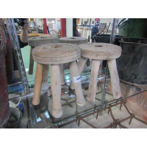 5096 - Two rustic pine milking stools