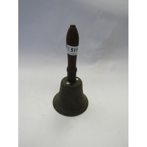 5110 - A bronze school bell with wooden handle