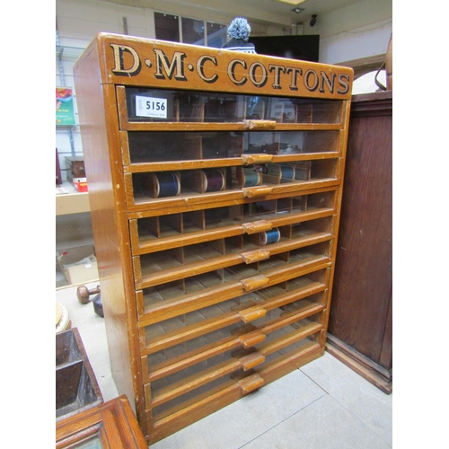 5156 - A D.M.C. Cottons wooden advertising drawers, ten glass fronted drawers, 41cm x 18cm x 57cm high