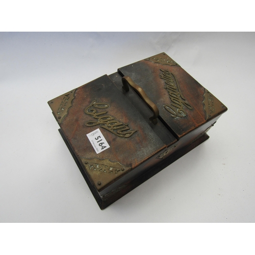 5164 - An oak and ebonised two compartment Cigars/Cigarettes box