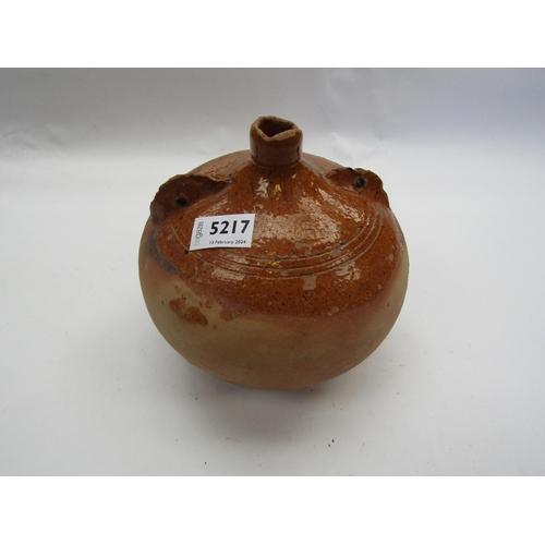 5217 - A Verwood pottery costrel, drilled hole for lamp