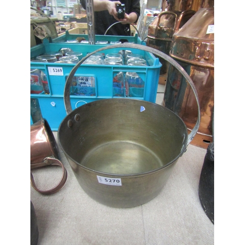 5270 - A brass jam pan, iron handle  (R) £15