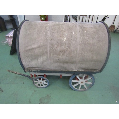 5063 - A model barrel top Gypsy wagon with shelved interior, 117cm long x 114cm high