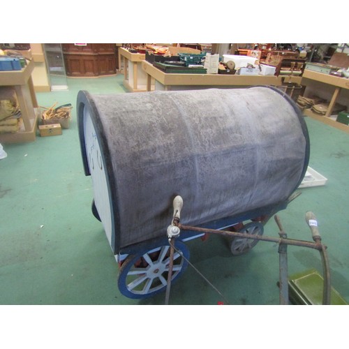 5063 - A model barrel top Gypsy wagon with shelved interior, 117cm long x 114cm high