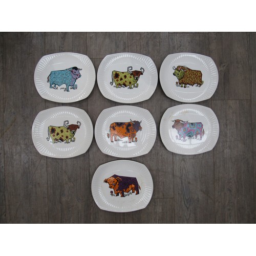 9086 - Seven 'Beefeater' Steak plates by The English Ironstone Company Ltd. 28cm x 24cm each