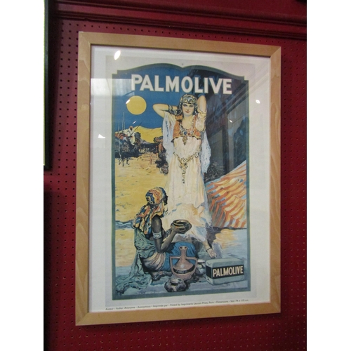 4019 - A reproduction advertising print for Palmolive printed by Imprimerie Lecram Press, Paris, framed and... 