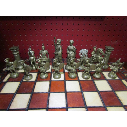 4095 - A modern chess set and board with Roman character pieces (One bishop a/f)