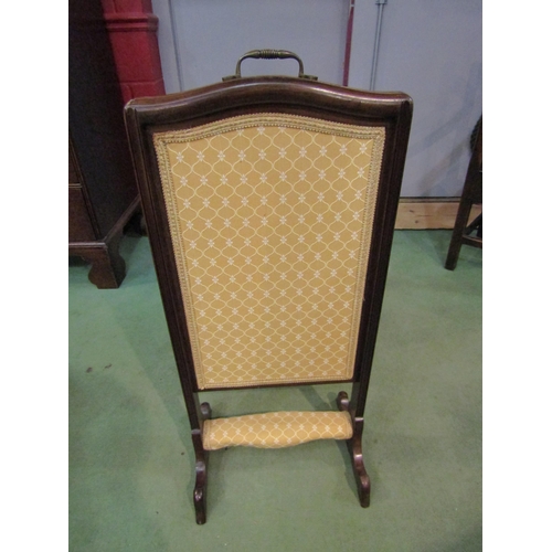 4145 - A 19th Century mahogany and brass firescreen with drinks tray and tapestry back, 86cm tall