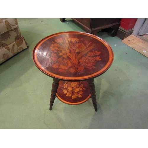 4199A - 'Probably Welsh' a Victorian hand painted floral decorated dish, circular top and under shelf united... 