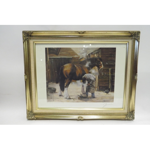 4397 - An M. Coward Limited Edition print, No. 738/850, pencil signed, depicting horse drawn plough, a penc... 