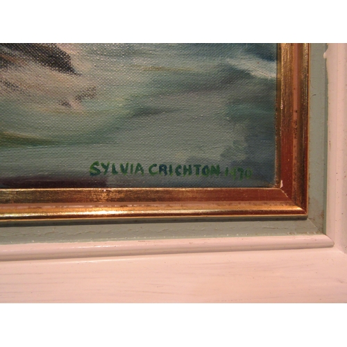 4045 - SYLVIA CRICHTON (Frank Salisbury's daughter): An oil on canvas of Cove, Tintagel, framed, signed and... 