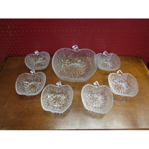 4056 - A glass fruit set consisting of an apple shaped bowl with six small apple shaped examples   (R) £0