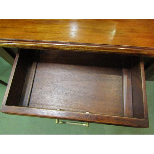 4070 - A mahogany hall table with single drawer on turned supports to stretcher base, 80cm tall x 61cm wide... 