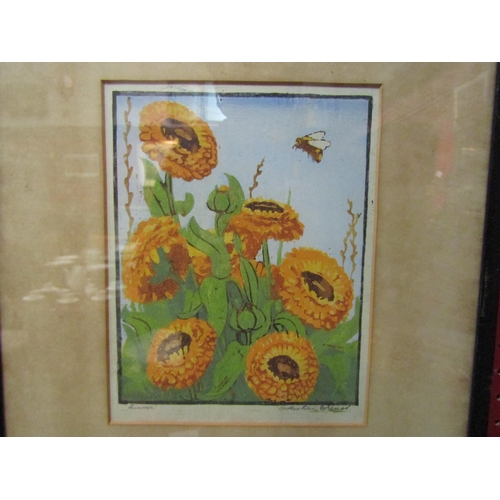 4103 - A print depicting sunflowers signed by Arthur Edwin Warnch, framed and glazed 23cm x 17.5cm image si... 