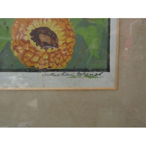 4103 - A print depicting sunflowers signed by Arthur Edwin Warnch, framed and glazed 23cm x 17.5cm image si... 