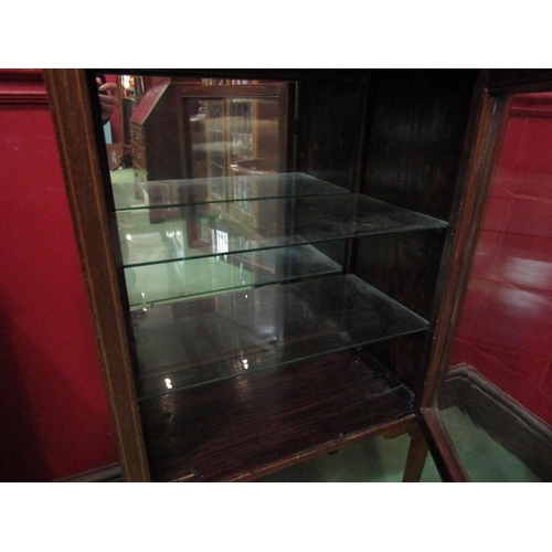 4112 - An Edwardian inlaid display cabinet with key, 100cm tall x 56cm wide x 32cm deep