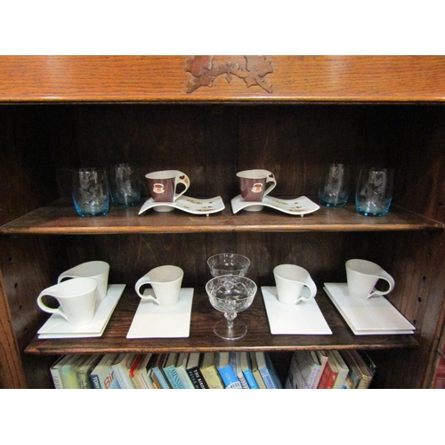 4116 - A selection of mainly porcelain tableware including Villeroy & Boch and Pace, also cut glass tumbler... 