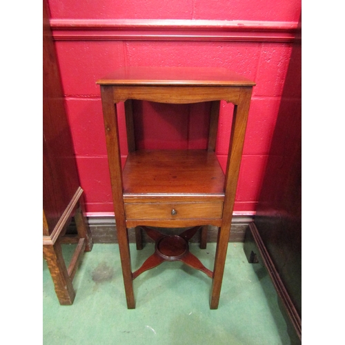 4122 - A George III mahogany three tier washstand with single drawer, 80cm tall x 34cm wide x 34cm deep