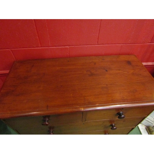 4139 - A mid Victorian walnut round corner chest of two short over three graduating long drawers with turne... 