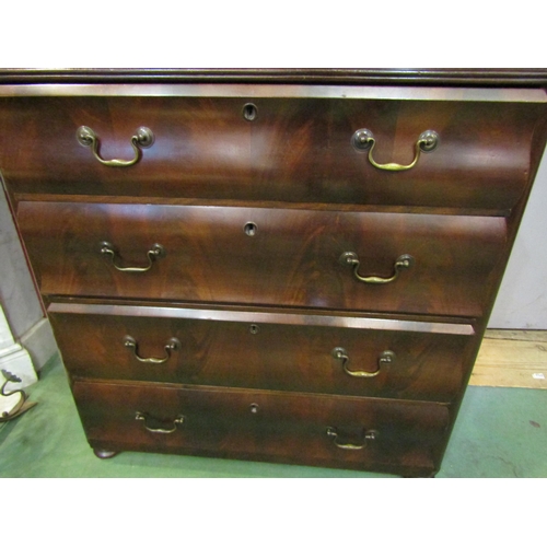 4154 - A mid Victorian flame mahogany chest of four long serpentine fronted drawers over bracket feet, 98cm... 