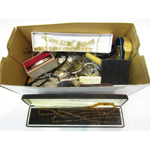 4302 - A box of jewellery and wristwatches including Sekonda