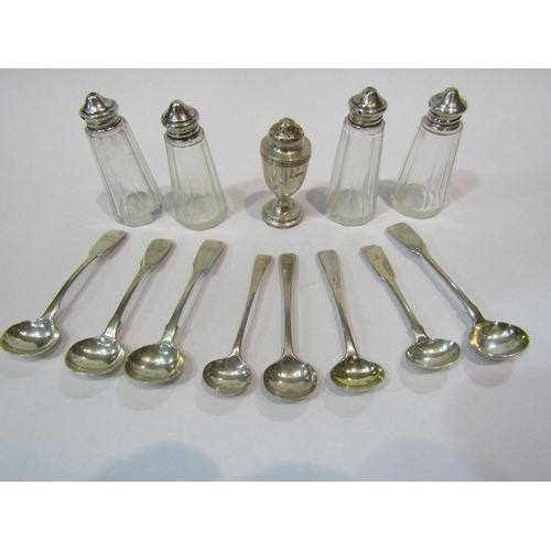 4314 - A selection of silver including mustard spoons, salts and pepper (13)