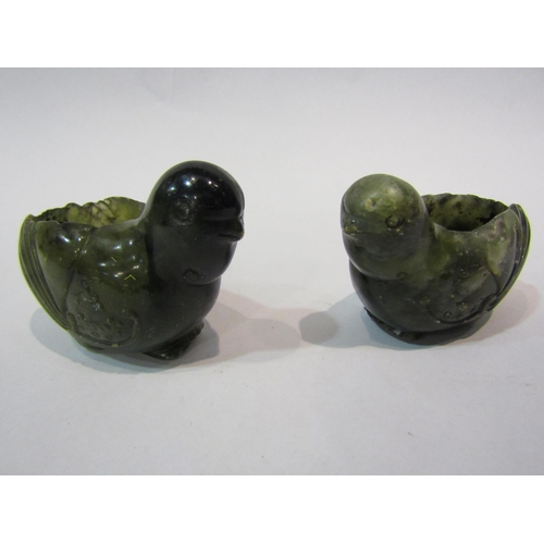 4322 - A pair of scribes 18th Century Chinese carved cabbage jade water pots, 6cm tall