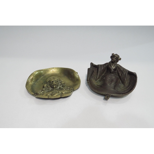 4353 - A Victorian gentleman's risqué Japanese geisha dish and a Charles I brass dish      (R) £35