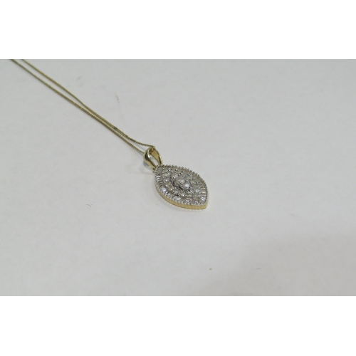 4380 - A 9ct diamond cluster pendant on 9ct chain, approximately 2.4g     (C)