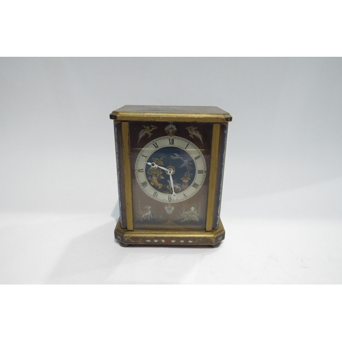 4393 - A chinoiserie 8-day mantel clock with an English movement, 15cm tall