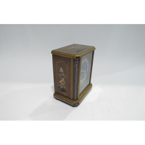 4393 - A chinoiserie 8-day mantel clock with an English movement, 15cm tall