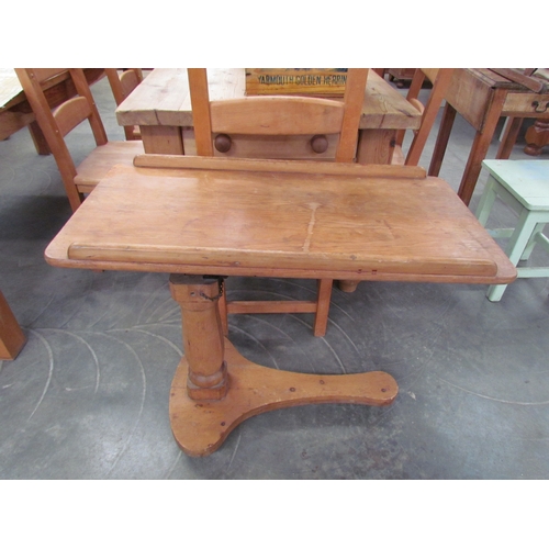 2025 - A Victorian pine adjustable bed table, plinth base, castors      (R) £60