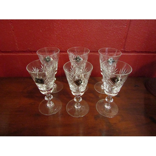 4150 - A boxed set of six Edinburgh International crystal glass sherry glasses      (E) £10-15