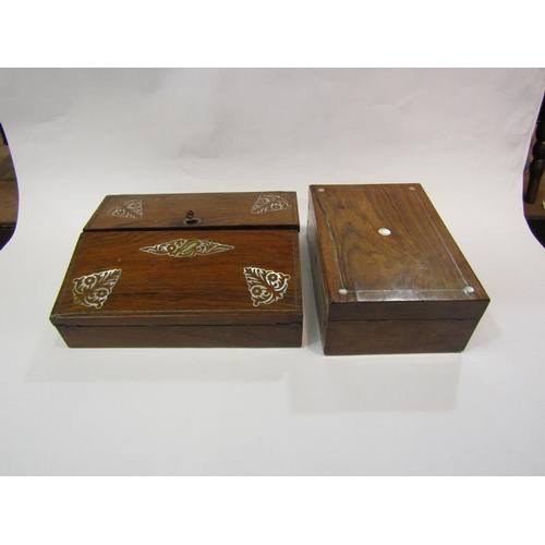 4172 - A Victorian rosewood trinket box with mother-of-pearl roundels (a/f) together with a similar writing... 